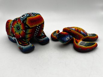 Huichol Beaded Frog & Turtle