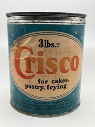 Vintage 3lb Crisco Tin With Lid -great Kitchen Display