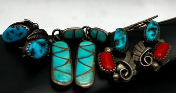 Vintage  Turquoise Earrings 3 Pair