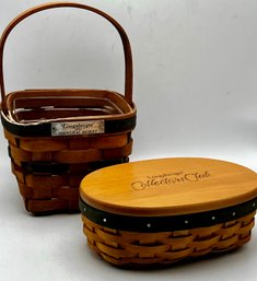 Two Longaberger Basket 1993 Inaugural & Covered Collector Club