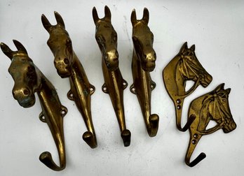 Horse Head Brass Coat / Tack Hooks