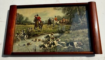 Horse Hunt Scene Wood Frame Tray