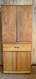 Wood Double Cabinet With Center Drawer