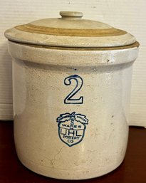 2 Gal Acorn UHL Pottery Crock With Lid