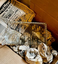 Lot Of 11 Hazel Atlas Ball & Rib Pattern Luncheon Trays & Cups