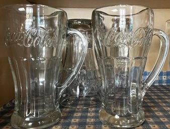 (6) Vintage Libby Heavy Coco-cola Mug Glasses W/ Handle