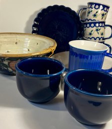 Mix Kitchen Lot - Pottery Strainer, Pie Dish, Bowls And More