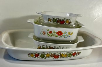 Corning  Lot 6pc 4 Dishes 2 Lids