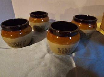 4 Vintage Minature Boston Baked Beans Stoneware