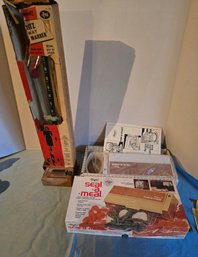 VTG DAZEY SEAL-A-MEAL Food Sealer Model Sam And VINTAGE SEWING CLOTHES 1962 DRITZ 3-WAY SKIRT MARKER In Box