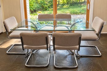 Chrome & Glass Dining Set Includes Table & 6 Chairs