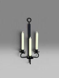 Wrought Iron Three-Arm Wall Sconce Candle Holder