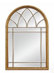 Magnificent Mirror XXL Authentic LaBarge Italian Gold Gilt Cathedral Arched Beveled Mirror  36' X 54'