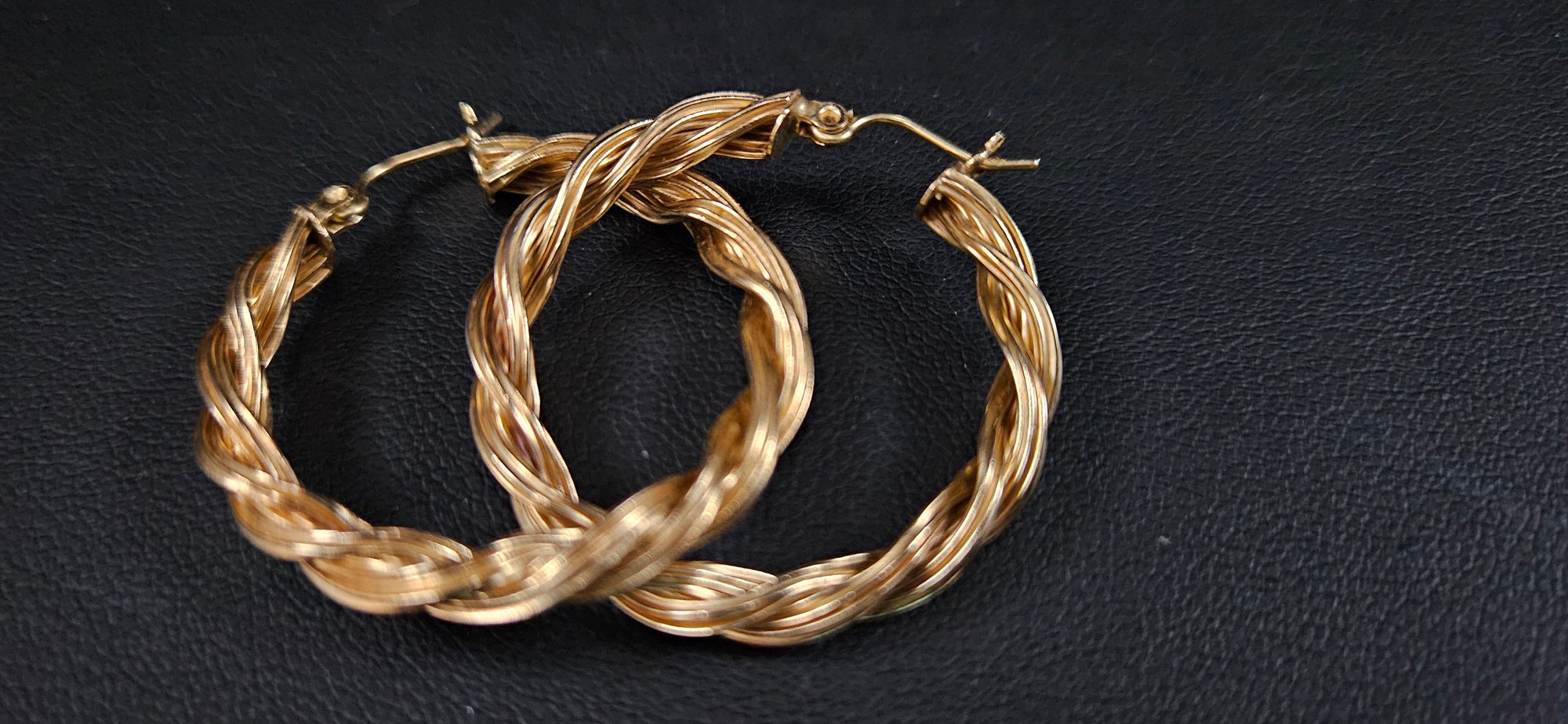 High Quality 1 1/4" 14k Yellow Gold Twisted Rope Hoop Pierced Earrings