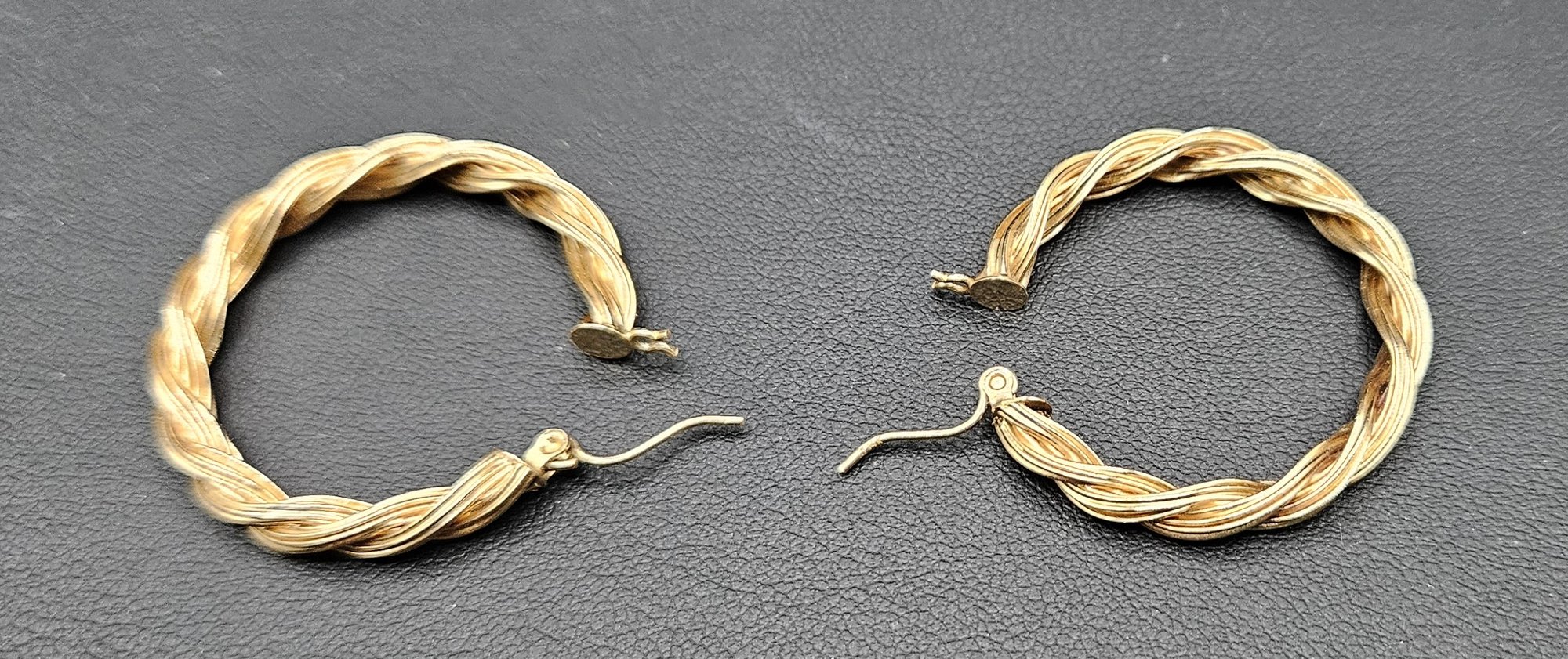 High Quality 1 1/4" 14k Yellow Gold Twisted Rope Hoop Pierced Earrings