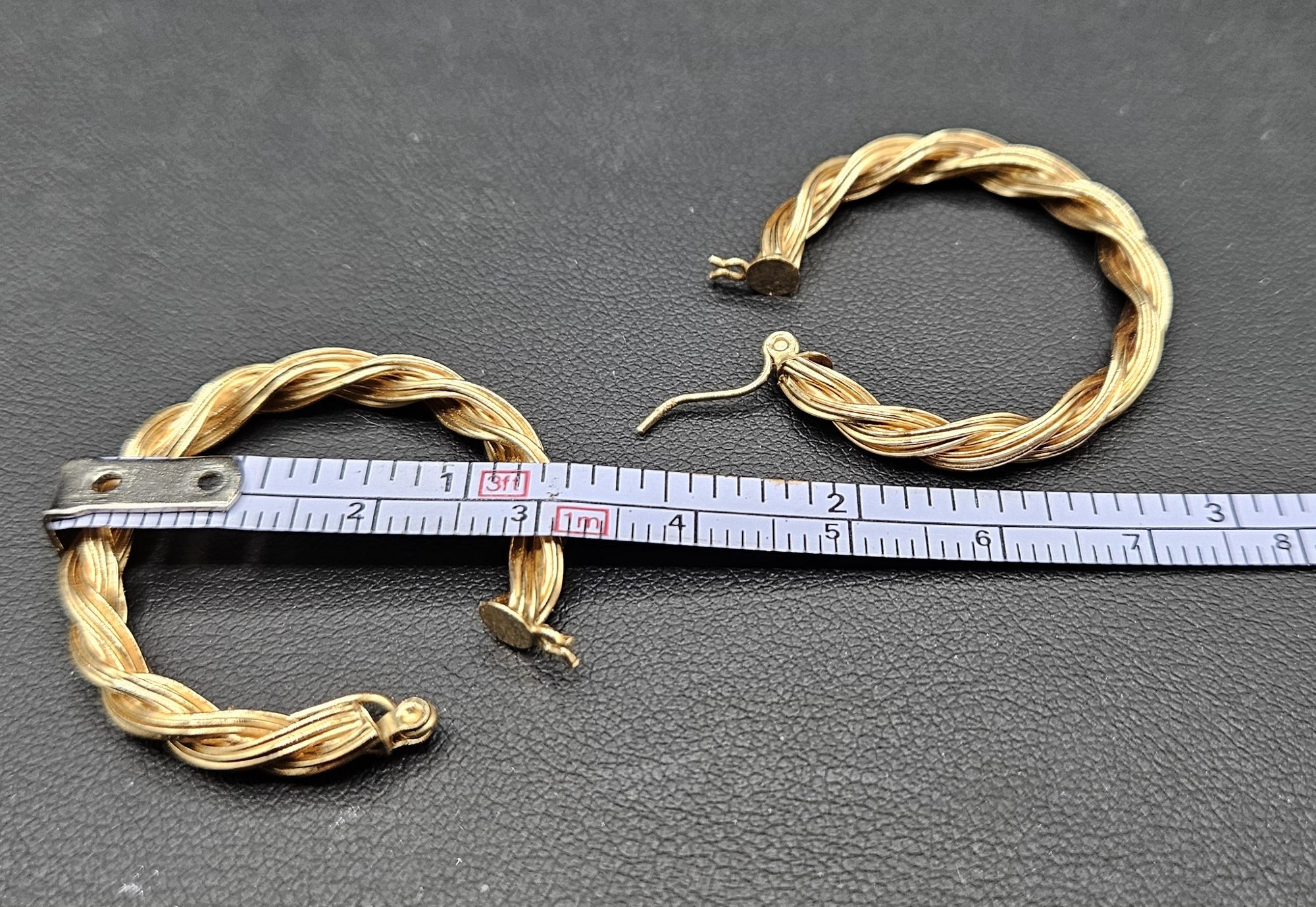 High Quality 1 1/4" 14k Yellow Gold Twisted Rope Hoop Pierced Earrings