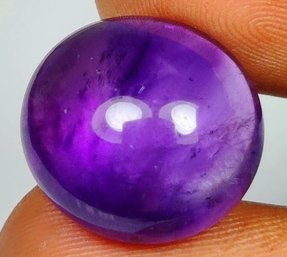 Gorgeous Deeper Purple Amethyst Oval Cab. 15.18 Ct Natural, Transparent Gem