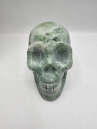 Large Light Green Jasper Skull Figurine