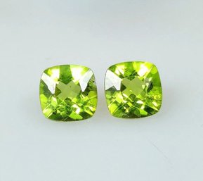Natural Green Peridot Cushion Cut Perfect Pair, 1.90 Ct , Origin Pakistan