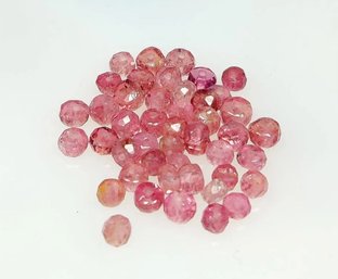 Pretty Pink Tourmaline Round Cut Beads,7.20 Ct, 48 Pieces, Origin-Mozambique Loose Gems