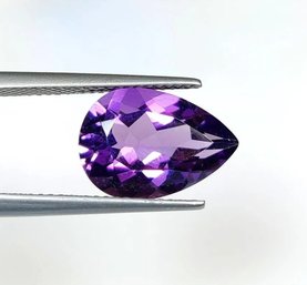Deep Purple Amethyst Pear Cut, 4.70 Ct, Clarity-VVS Gem