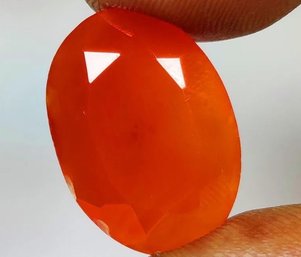 Blood Orange Carnelian Oval Cut, 12.60 Ct, Clarity-opaque