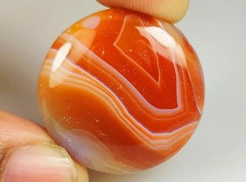 Lovely Creamsicle Color Botswana Banded Agate Round Cab, 39.88 Ct Excellent, Natural Gem