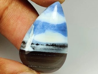 Blue Opal Pear Cab, 19.69 Ct, Natural, Origin Peru, Gem