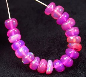 Neon Pink Fire Opal Round Beads, 3.25 Ct, Transparent, Ethiopia