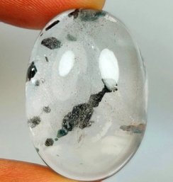 Natural Spotted Rutile Quartz Oval Cab, 47.84 Ct , Transparent, Origin-Norway Gem