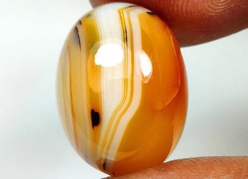Natural, Nice Lines, Sulemani Aqeeq (Agate) Oval Cab, 12.71 Ct, Translucent, Origin-India  Gem