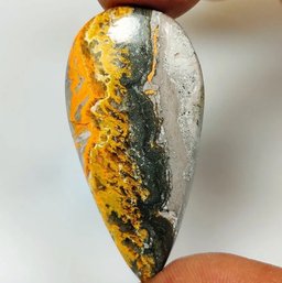 Beautiful Bumblebee Jasper Quartz Pear Cab, 35.45 Ct, Opaque Gem