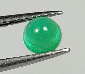 Natural Zambian Emerald Round Cab, 0.41 Ct , Green Gem