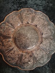 8 Depression Glass Pink Plates.