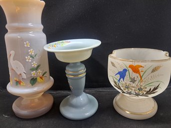 3 Piece Lot Of Victorian Bristol Glass