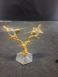 Crystal Love Birds With Gold Tone Accents 2 1/4'