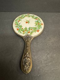 Victorian Hand Mirror - Holly Design 10.5'