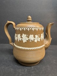 Victorian Brown Jasperware Teapot