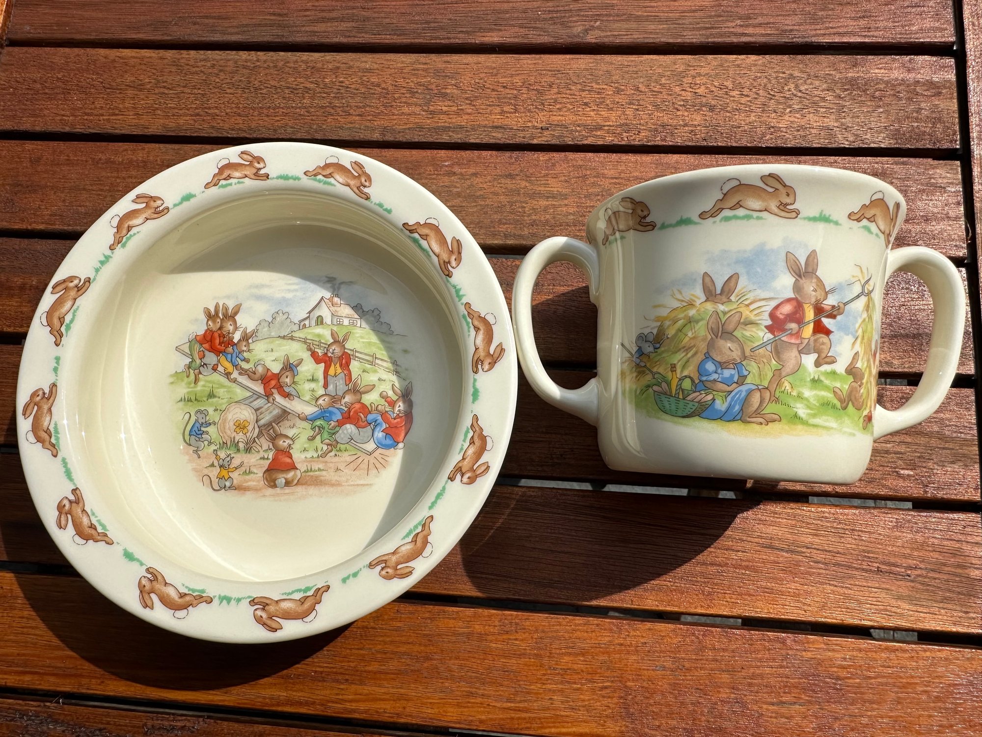 Vintage Royal Doulton Bunnykins 1936 Two Piece Childs Set #3417