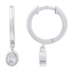 3/8 Cttw Lab-Grown Diamond Oval Drop Hoop Earrings In .925 Sterling Silver - Prestige Collection