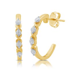 1/4 Cttw Lab-Grown Diamond 14Kt Gold Plated Sterling Silver Hoop Earrings - Prestige Collection