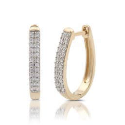 1/3 Cttw Lab-Grown Diamond 14Kt Gold Plated Sterling Silver Hoop Earrings - Prestige Collection