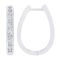 1 Cttw Lab-Grown Diamond Leverback Hoop Earrings In .925 Sterling Silver - Prestige Collection