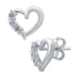 1/20 Cttw Lab-Grown Diamond Open Heart Stud Earrings In .925 Sterling Silver - Prestige Collection