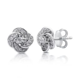1/4 Cttw Lab-Grown Diamond Twist Cluster Stud Earrings In .925 Sterling Silver - Prestige Collection
