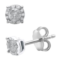 1/5 Cttw Lab-Grown Diamond Miracle Plate Stud Earrings In .925 Sterling Silver - Prestige Collection