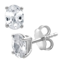 1 Cttw Lab-Grown Diamond Oval Stud Earrings In .925 Sterling Silver - Prestige Collection