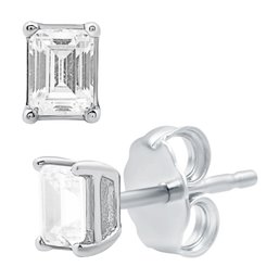 1/2 Cttw Lab-Grown Diamond Emerald-Cut Stud Earrings In .925 Sterling Silver - Prestige Collection
