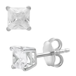 1 Cttw Lab-Grown Diamond Princess-Cut Stud Earrings In .925 Sterling Silver - Prestige Collection