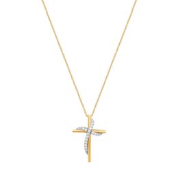 1/4 Cttw Lab-Grown Diamond Cross Pendant In 14Kt Gold Plated Sterling Silver - Prestige Collection